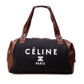 セリーヌ ロゴ トートバッグ ブラック ブラウン キャンバス レザー レディース CELINE 【中古】